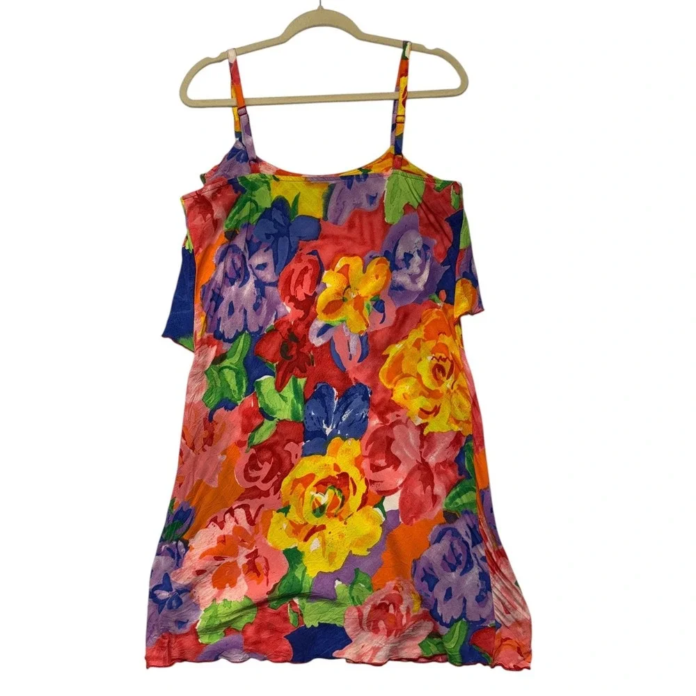 Jams World Splendor Floral Mini Dress Womens Multicolor Ruffle Rayon Summer Med - Picture 6 of 9